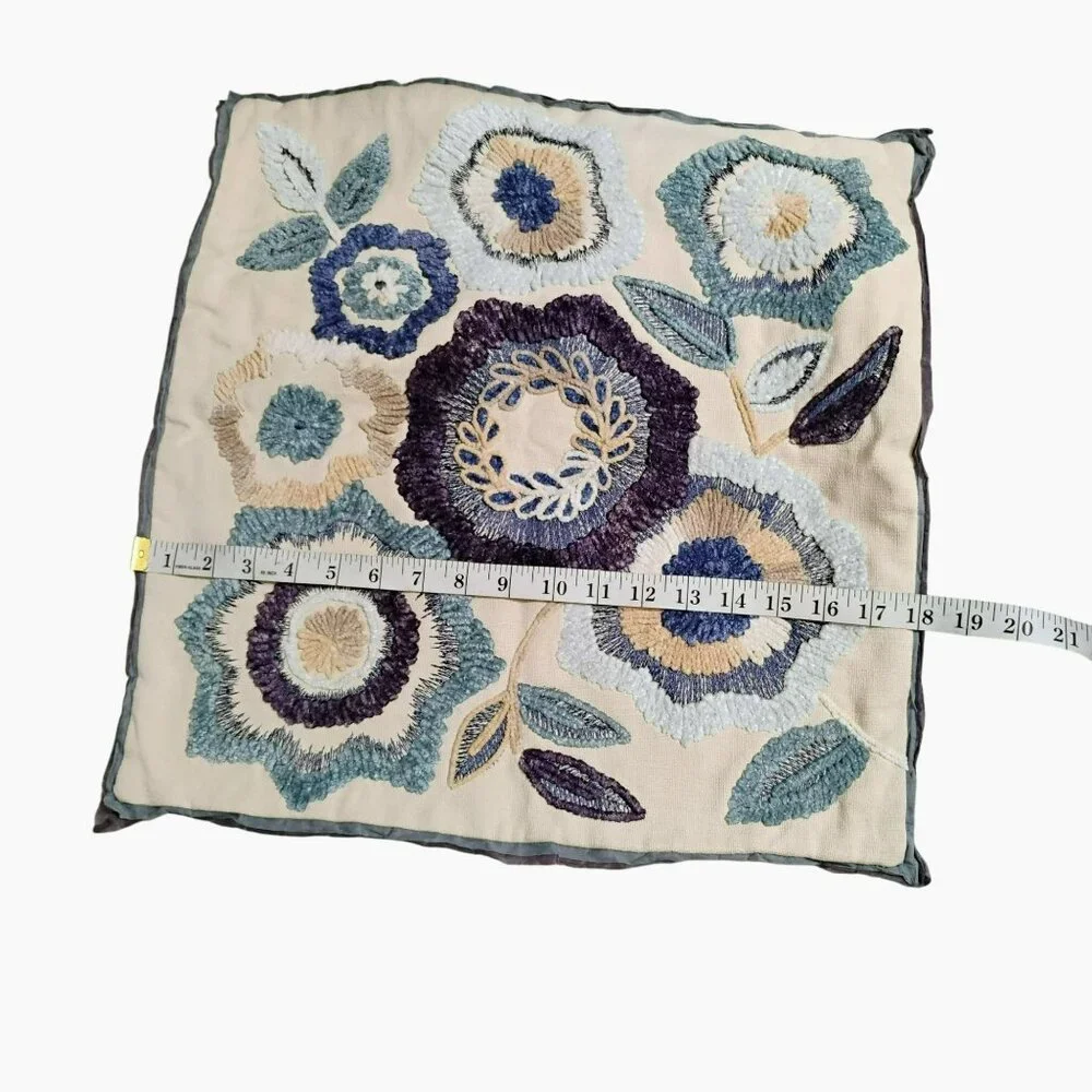 Pier 1 Floral Embroidered Throw Pillow Shams 18